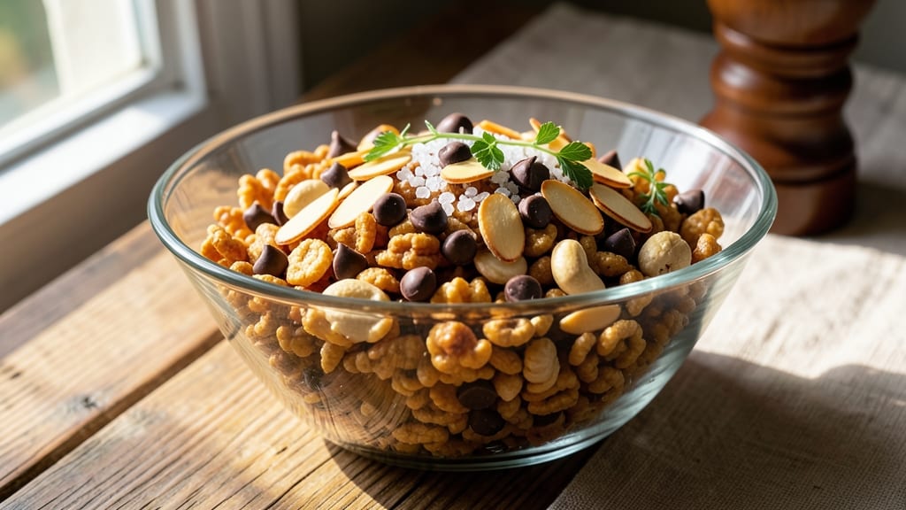 Chex Mix Recipe With Chocolate Chips: Crunchy Nutty Bites With Melty Sweet Rivers