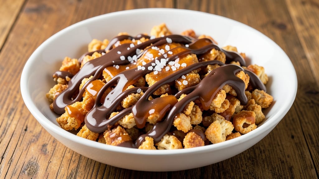 Chex Mix Caramel Chocolate Drizzle Recipe: Crunchy Snack With Gooey Sweet Rivers