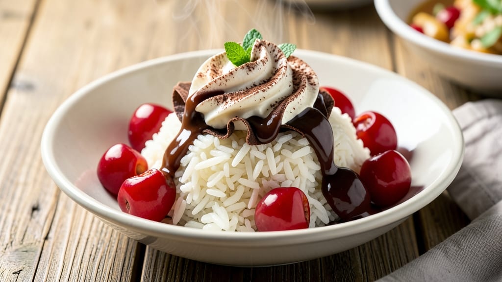 Cherry Chocolate Iced Rice Recipe: Silky Cold Dessert With Tart Cherry Swirls