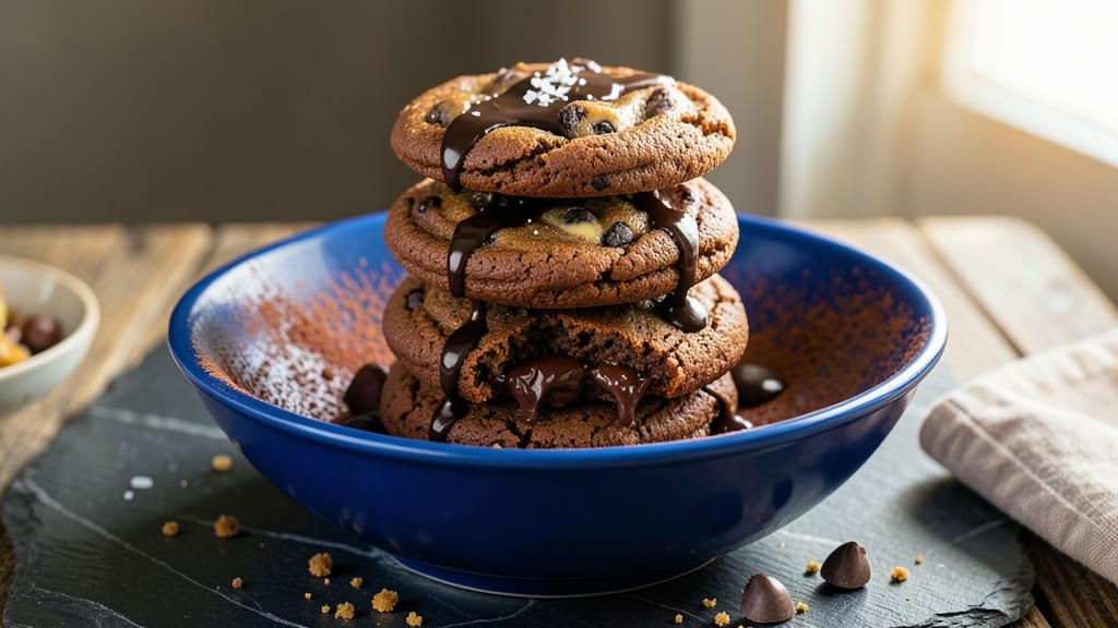 Blue Bowl Triple Chocolate Cookies Recipe: Glass-Bowl Crunch With Molten Streaks