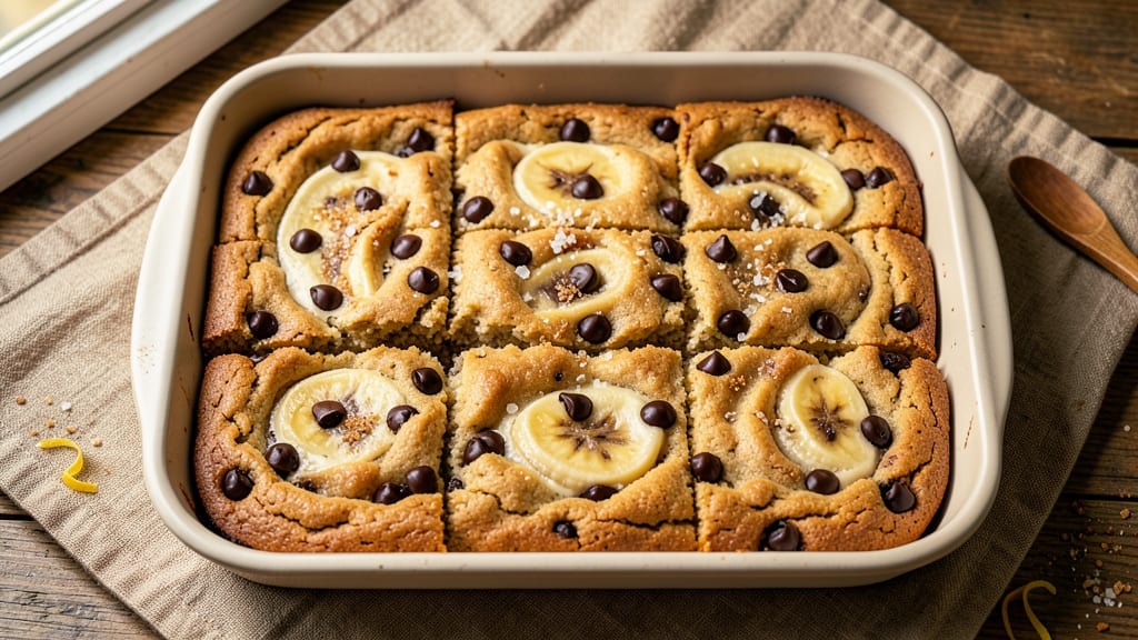 Banana Chocolate Chip Cookie Bars Recipe: Fudgy Base With Caramelized Edges
